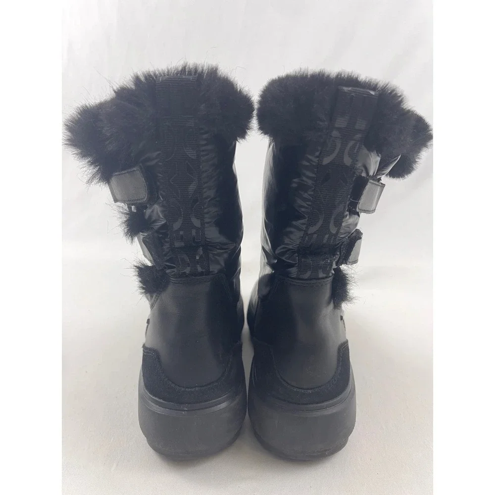 Geox Kaula B ABX Amphibiox Respira Womens Black Leather Faux Fur Winter‎ Boots 8